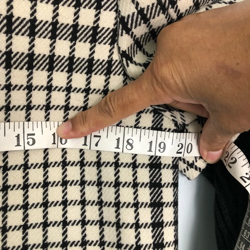 Maison‎ Margiela MM6 Black & Cream Houndstooth Layered Wool Blend Coat Sz. L